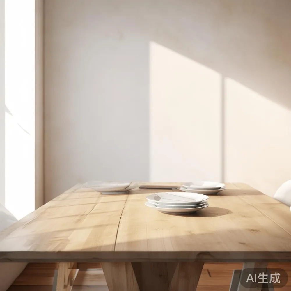 현대적인 아메리칸 럭셔리 식탁이 배치된 최소주의 인테리어