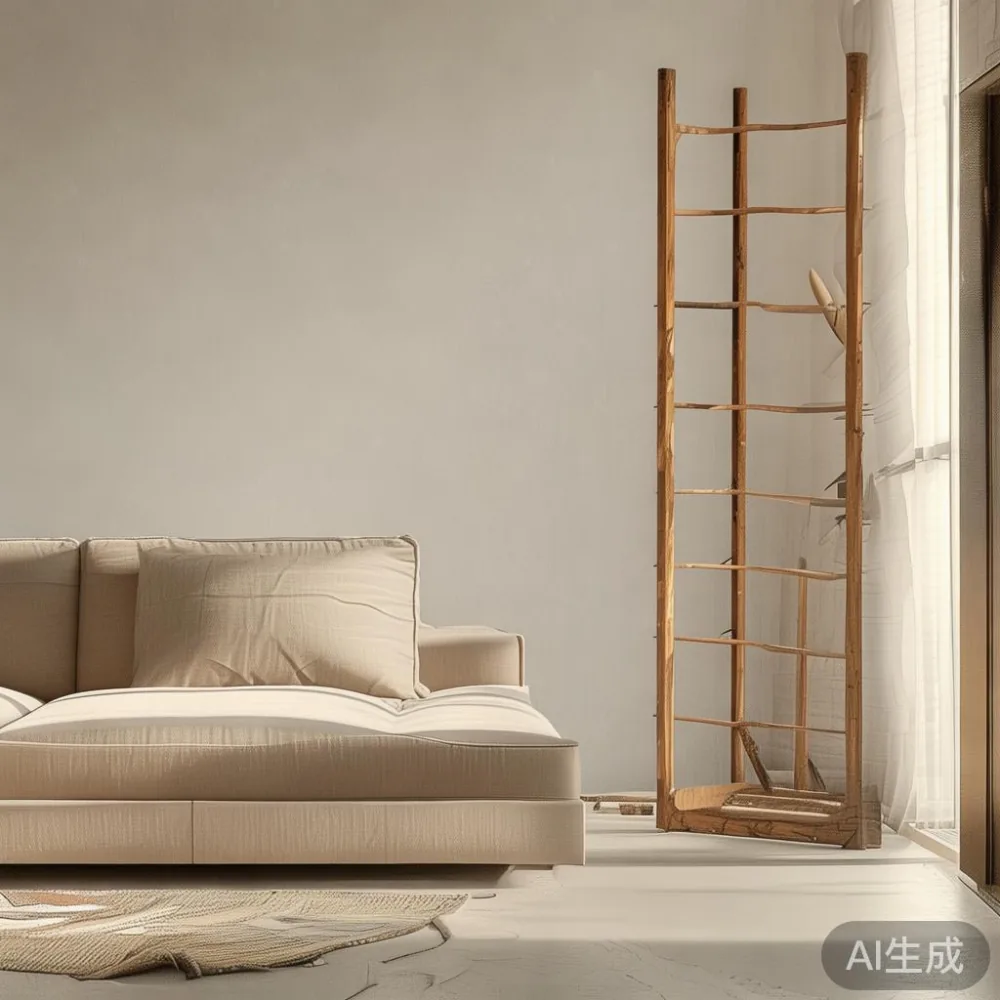 한국 여름철 습기와 온도 차, 래커 마감 원목 가구를 어떻게 지켜야 할까? — staged against a plain wall with a linen sofa ne