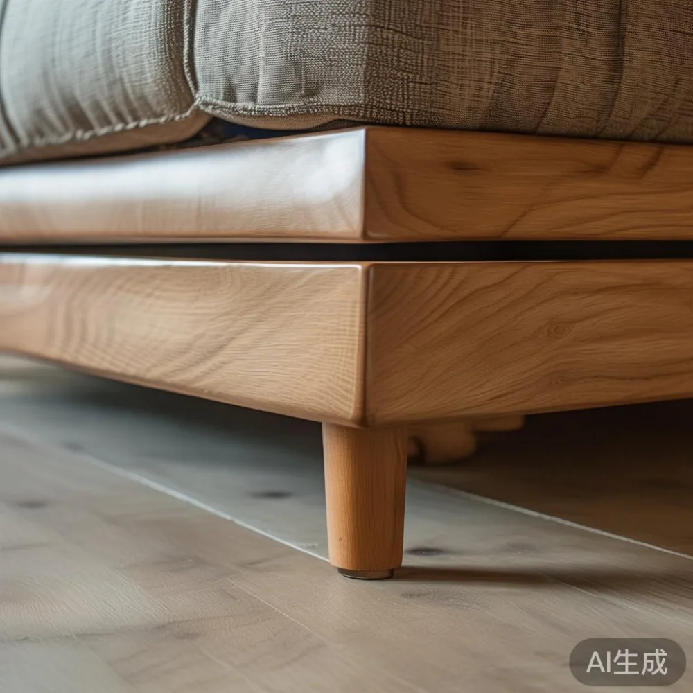 한국 여름철 습기와 온도 차, 래커 마감 원목 가구를 어떻게 지켜야 할까? — detail of the base and leg construction on a bed